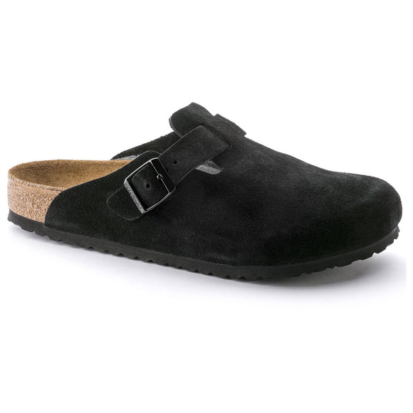 Birkenstock Shoes - Birkenstock Boston Suede Soft Footbed Clog Black